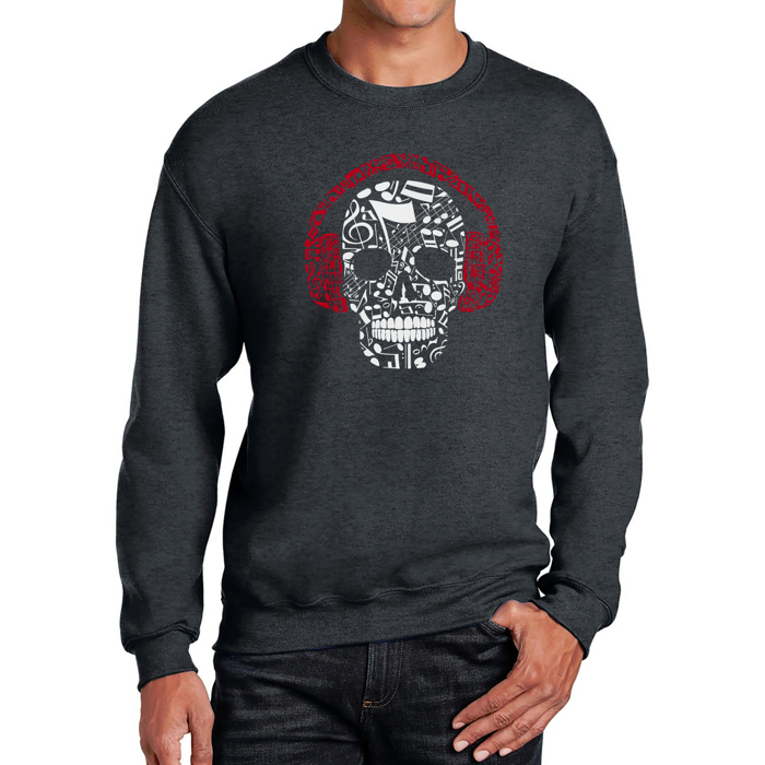 Music Notes Skull - Men's Word Art Crewneck Sweatshirt