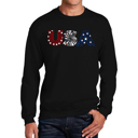 Black Medium Usa Fireworks - Men's Word Art Crewneck Sweatshirt