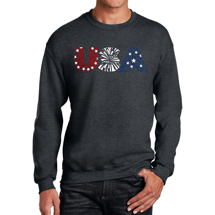 Usa Fireworks - Men's Word Art Crewneck Sweatshirt