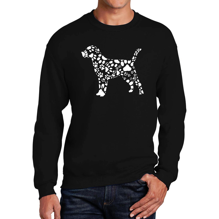 Dog Paw Prints - Mens Word Art Crewneck Sweatshirt