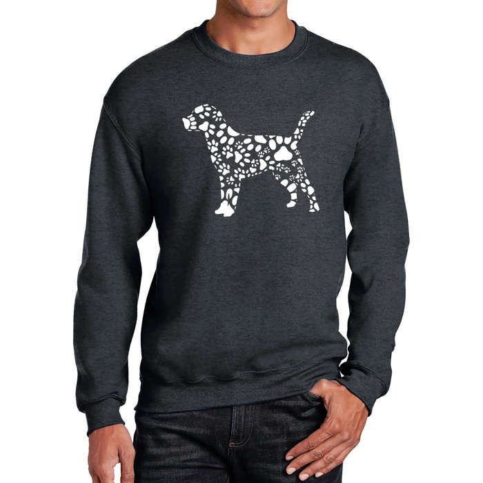 Dog Paw Prints - Mens Word Art Crewneck Sweatshirt