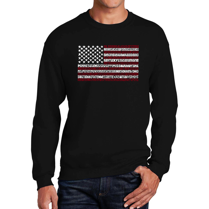 50 States Usa Flag - Mens Word Art Crewneck Sweatshirt