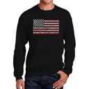 Black Large 50 States Usa Flag - Mens Word Art Crewneck Sweatshirt