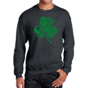 Gray Large St. Patricks Day Shamrock - Mens Word Art Crewneck Sweatshirt