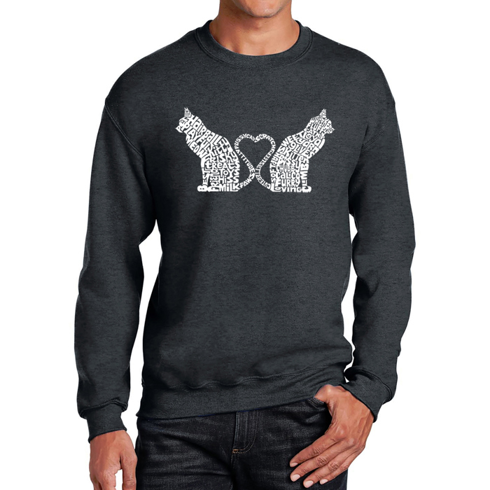 Cat Tail Hearts - Men's Word Art Crewneck Sweatshirt