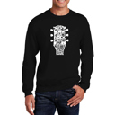 Black Large Guitar Head Music Genres - Mens Word Art Crewneck Sweatshirt