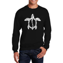 Black XL Honu Turtle - Hawaiian Islands - Mens Word Art Crewneck Sweatshirt