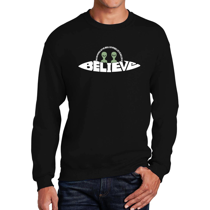 Believe UFO - Men's Word Art Crewneck Sweatshirt