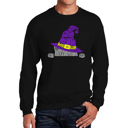 Black XXL Peeking Witch Cat - Men's Word Art Crewneck Sweatshirt