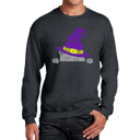 Gray Medium Peeking Witch Cat - Men's Word Art Crewneck Sweatshirt