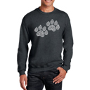 Gray Small Woof Paw Prints - Mens Word Art Crewneck Sweatshirt