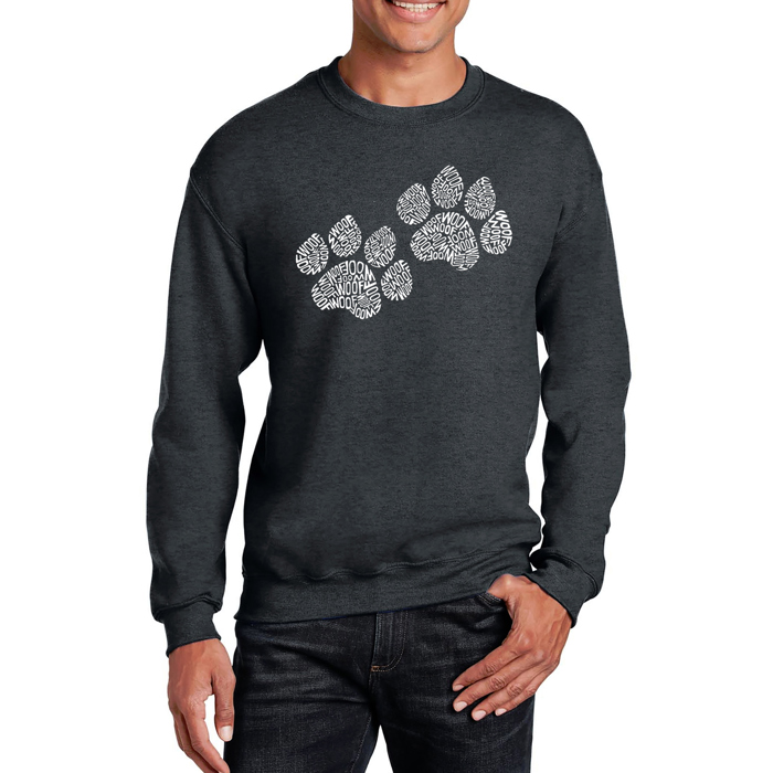 Woof Paw Prints - Mens Word Art Crewneck Sweatshirt