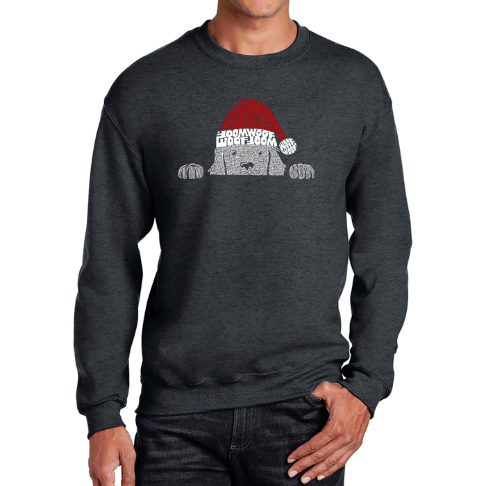 Christmas Peeking Dog - Men's Word Art Crewneck Sweatshirt