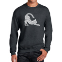Gray Large Stretching Cat - Men's Word Art Crewneck Sweatshirt