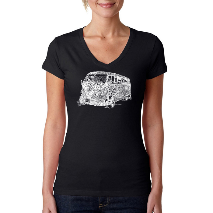 Women's Word Art V-Neck T-Shirt - THE 70'S
