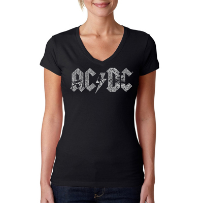 Women's Word Art V-Neck T-Shirt - ACDC