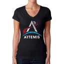 Black XL NASA Artemis Logo - Women's Word Art V-Neck T-Shirt