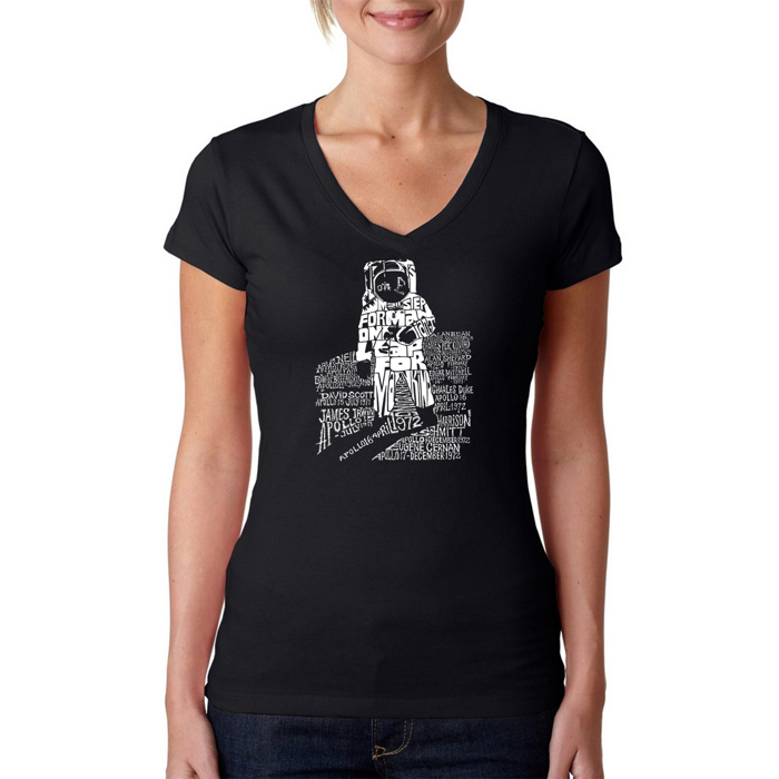 Women's Word Art V-Neck T-Shirt - ASTRONAUT
