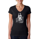 Black Small Women's Word Art V-Neck T-Shirt - ASTRONAUT