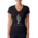 Black Medium Women's Word Art V-Neck T-Shirt - Arizona Cities