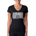 Black Medium Women's Word Art V-Neck T-Shirt - Brooklyn Bridge