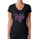 Black XL Women's Word Art V-Neck T-Shirt - Bride