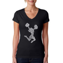 Black Small Women's Word Art V-Neck T-Shirt - Cheer