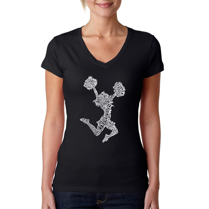 Women's Word Art V-Neck T-Shirt - Cheer