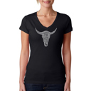 Black Small Women's Word Art V-Neck T-Shirt - COUNTRY MUSIC'S ALL TIME HITS