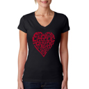 Black Small Women's Word Art V-Neck T-Shirt - Crazy Little Thing Called Love