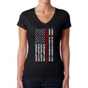 Black Small Cross Flag - Women's Word Art V-Neck T-Shirt