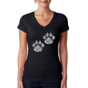  Women's Word Art V-Neck T-Shirt - Cat Mom