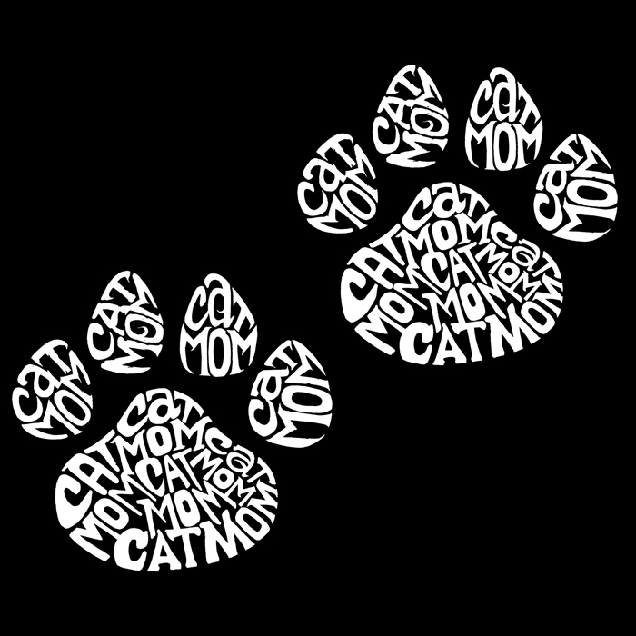 Women's Word Art V-Neck T-Shirt - Cat Mom
