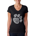  Women's Word Art V-Neck T-Shirt - Cat Paw