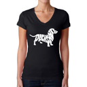 Black XXL Women's Word Art V-Neck T-Shirt - Dachshund