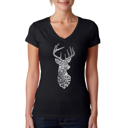  Women's Word Art V-Neck T-Shirt - Types of Deer