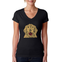 Black Small Women's Word Art V-Neck T-Shirt - Dog