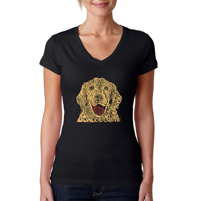 Women's Word Art V-Neck T-Shirt - Dog