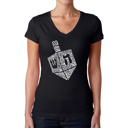 Black XL Hanukkah Dreidel - Women's Word Art V-Neck T-Shirt