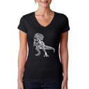 Black X-Small Women's Word Art V-Neck T-Shirt - Dino Pics