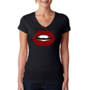  Women's Word Art V-Neck T-Shirt - Fabulous Lips