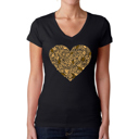 Black Medium Fall Vibes  - Women's Word Art V-Neck T-Shirt