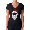 Black XL Feliz Navidad Santa Claus - Women's Word Art V-Neck T-Shirt