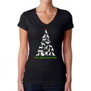  Here Comes Santa Paws - Women's Word Art V-Neck T-Shirt