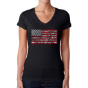 Black XXL Women's Word Art V-Neck T-Shirt - Fireworks American Flag