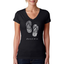 Black Small Women's Word Art V-Neck T-Shirt - BEACH BUM
