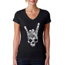 Black XXL Women's Word Art V-Neck T-Shirt - Heavy Metal Genres