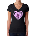 Black Small Forever In Our Hearts - Women's Word Art V-Neck T-Shirt