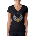 Black X-Small Women's Word Art V-Neck T-Shirt - LYRICS TO FREEBIRD