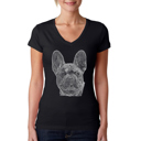  Women's Word Art V-Neck T-Shirt - French Bulldog